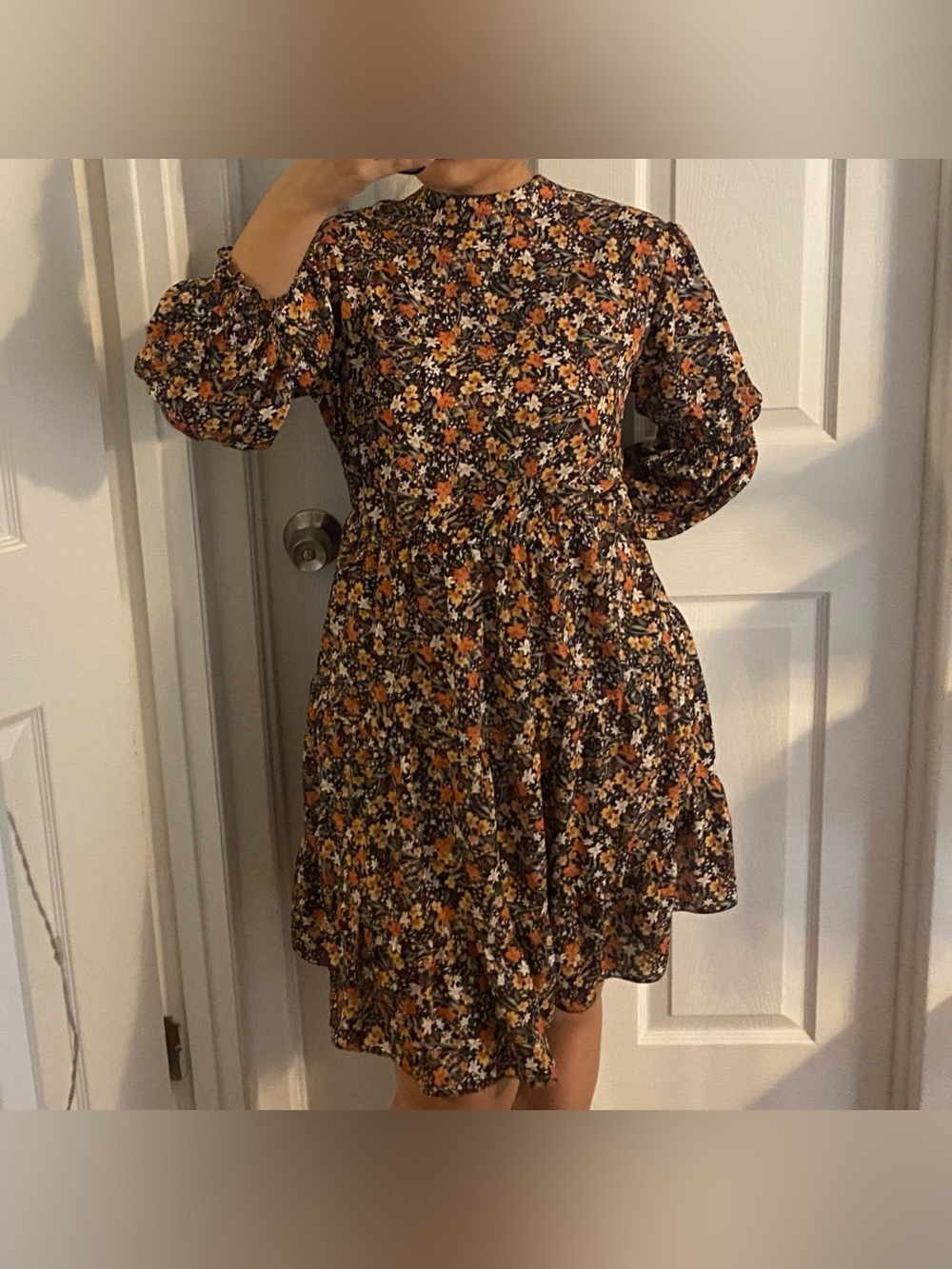 Emma & Michele black floral modest dress